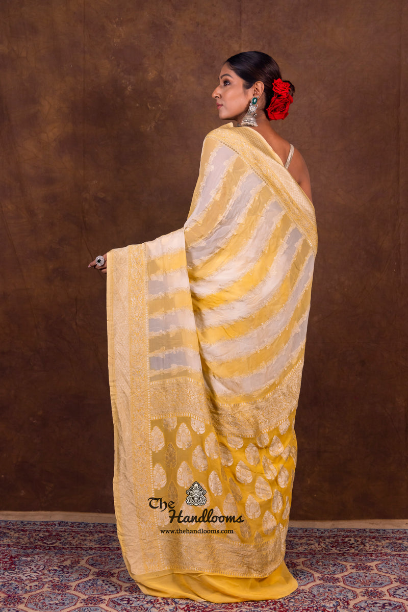 Rangkat Pure Khaddi Georgette Handloom Banarasi Saree - The Handlooms