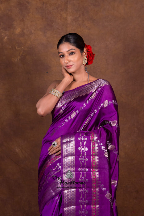 Purple Pure Mango Silk Banarasi Handloom Saree