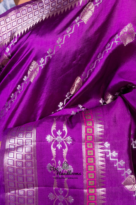 Purple Pure Mango Silk Banarasi Handloom Saree