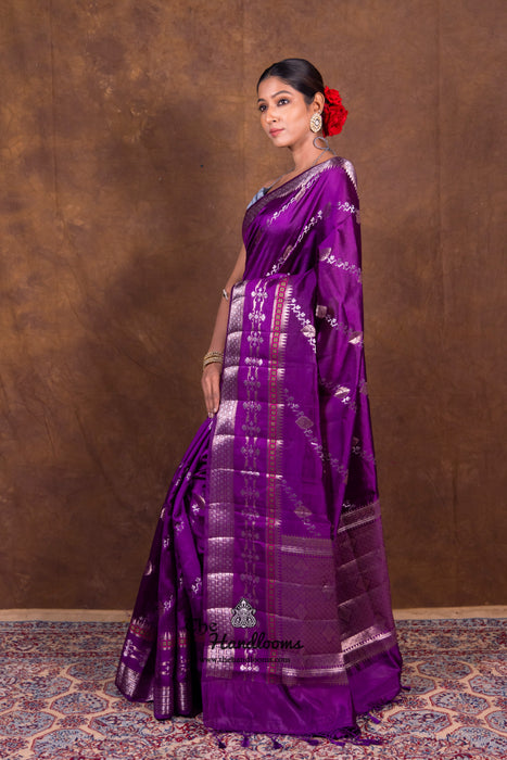 Purple Pure Mango Silk Banarasi Handloom Saree