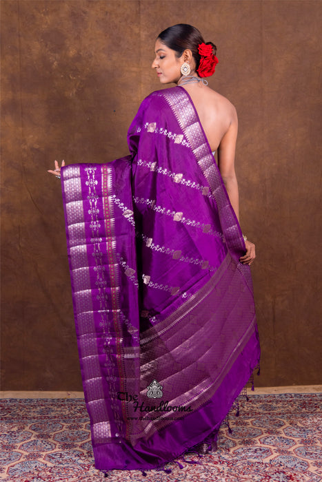 Purple Pure Mango Silk Banarasi Handloom Saree