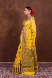 Yellow Pure Chanderi Handloom Banarasi Saree - The Handlooms