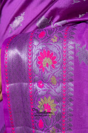 Purple Pure Chanderi Handloom Banarasi Saree - The Handlooms