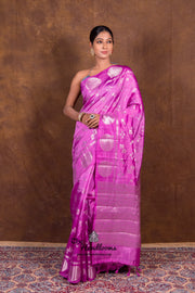 Lavender Pure Mango Silk Banarasi Handloom Saree - The Handlooms