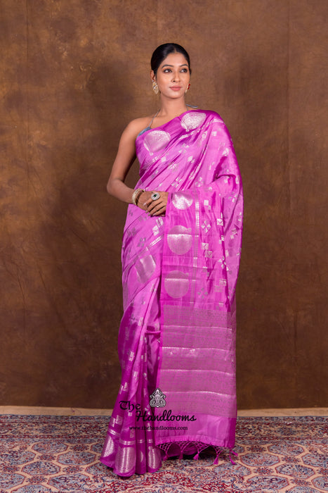 Lavender Pure Mango Silk Banarasi Handloom Saree