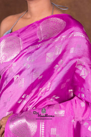 Lavender Pure Mango Silk Banarasi Handloom Saree - The Handlooms