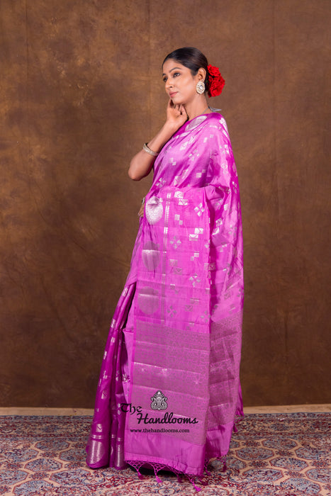 Lavender Pure Mango Silk Banarasi Handloom Saree