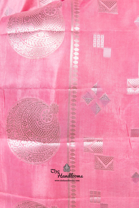 Pink Pure Mango Silk Banarasi Handloom Saree