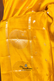 Mustard Yellow Pure Mango Silk Banarasi Handloom Saree - The Handlooms