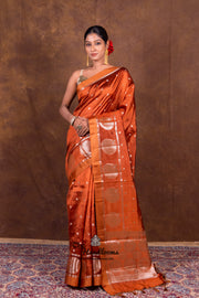 Honey Pure Mango Silk Banarasi Handloom Saree - The Handlooms