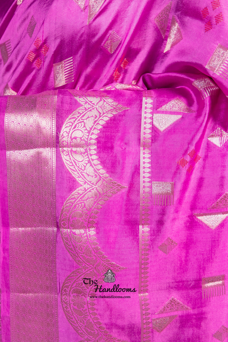 Lavender Pure Mango Silk Banarasi Handloom Saree - The Handlooms