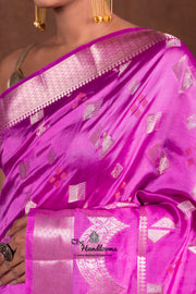 Lavender Pure Mango Silk Banarasi Handloom Saree - The Handlooms