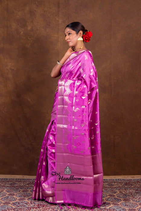 Lavender Pure Mango Silk Banarasi Handloom Saree