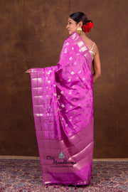 Lavender Pure Mango Silk Banarasi Handloom Saree - The Handlooms