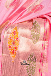 Pink Pure Chanderi Handloom Banarasi Saree - The Handlooms