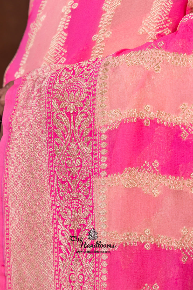 Rangkat Pure Khaddi Georgette Handloom Banarasi Saree - The Handlooms