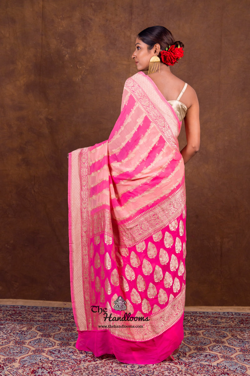 Rangkat Pure Khaddi Georgette Handloom Banarasi Saree - The Handlooms