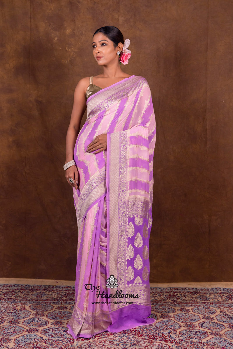 Rangkat Pure Khaddi Georgette Handloom Banarasi Saree - The Handlooms