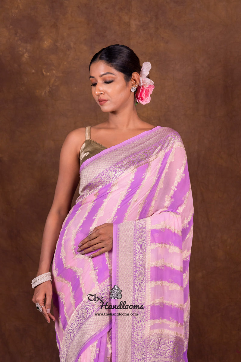 Rangkat Pure Khaddi Georgette Handloom Banarasi Saree - The Handlooms