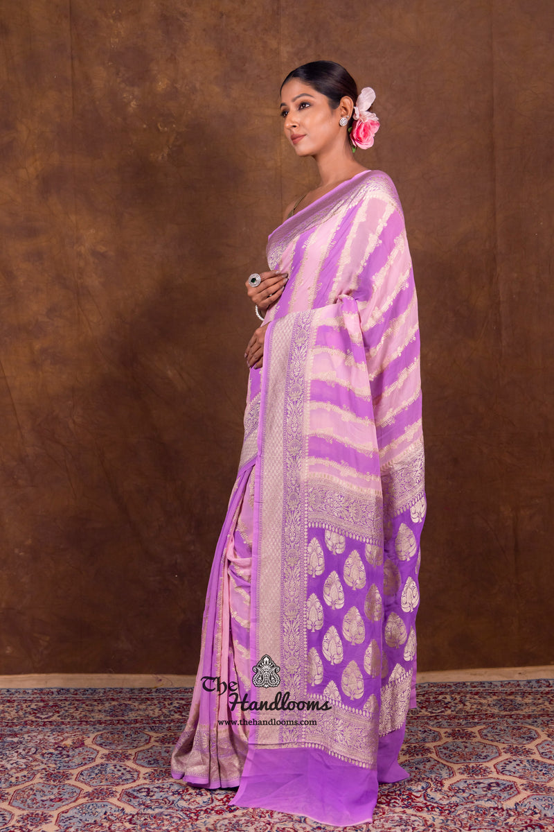 Rangkat Pure Khaddi Georgette Handloom Banarasi Saree - The Handlooms