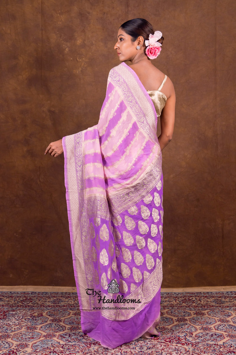 Rangkat Pure Khaddi Georgette Handloom Banarasi Saree - The Handlooms