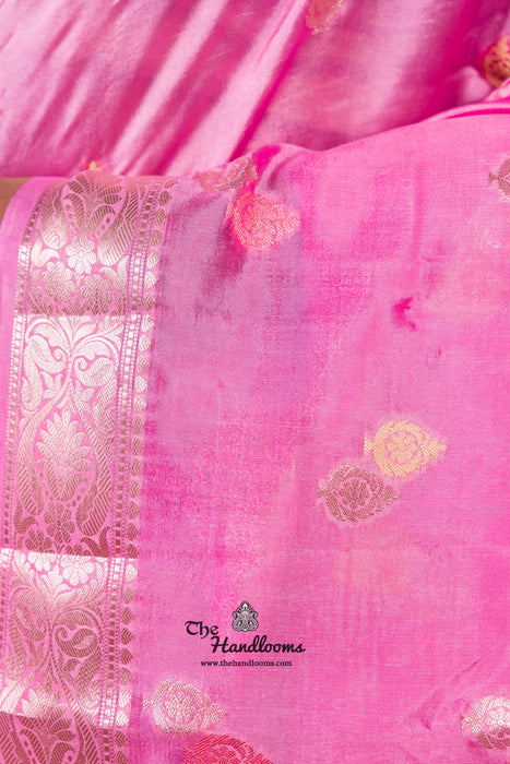 Pink Pure Mango Silk Banarasi Handloom Saree