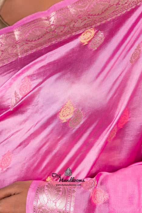 Pink Pure Mango Silk Banarasi Handloom Saree