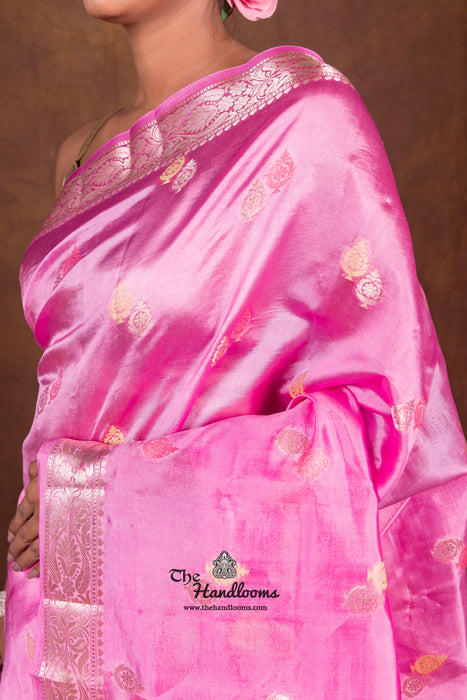 Pink Pure Mango Silk Banarasi Handloom Saree