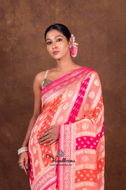 Rangkat Pure Khaddi Georgette Handloom Banarasi Saree - The Handlooms