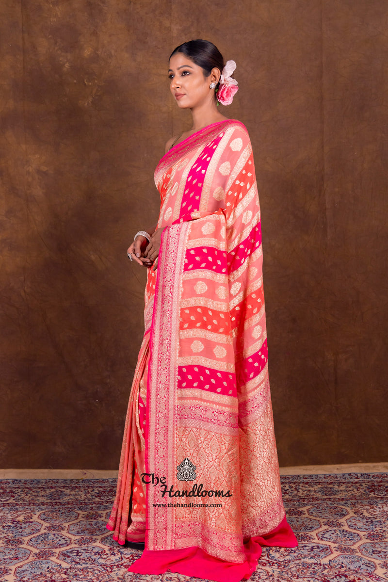 Rangkat Pure Khaddi Georgette Handloom Banarasi Saree - The Handlooms