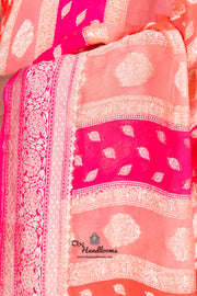 Rangkat Pure Khaddi Georgette Handloom Banarasi Saree - The Handlooms