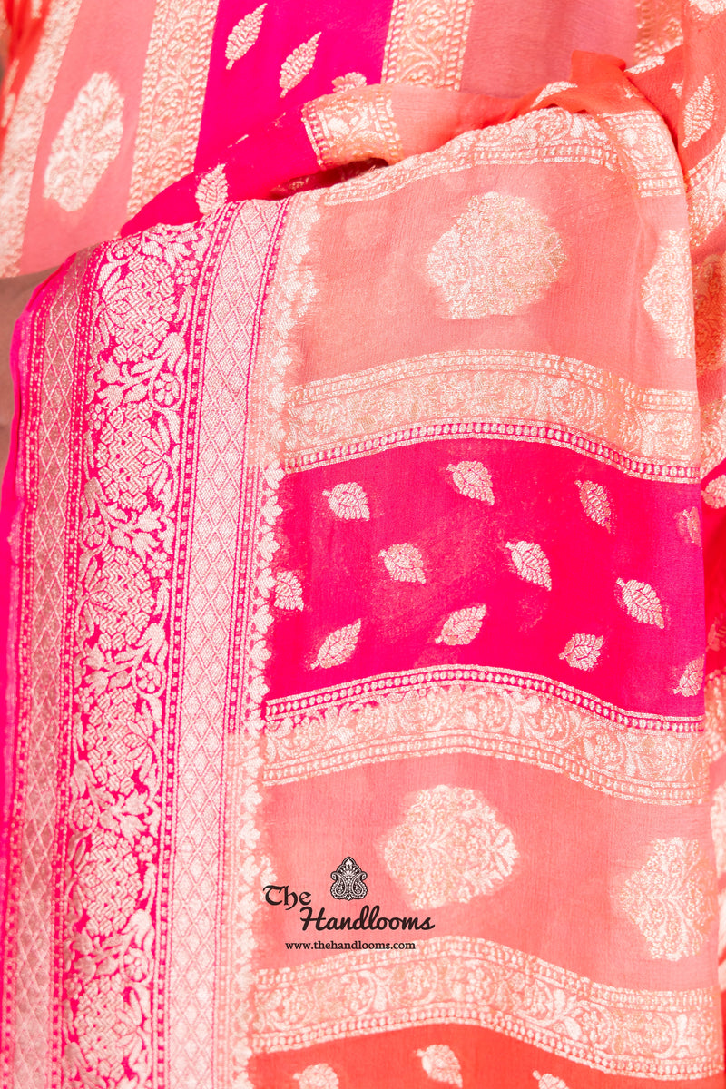 Rangkat Pure Khaddi Georgette Handloom Banarasi Saree - The Handlooms