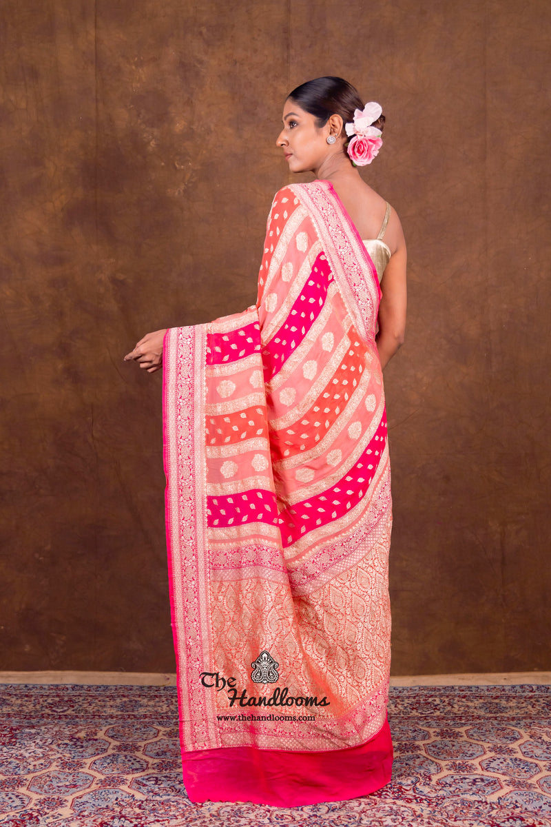 Rangkat Pure Khaddi Georgette Handloom Banarasi Saree - The Handlooms