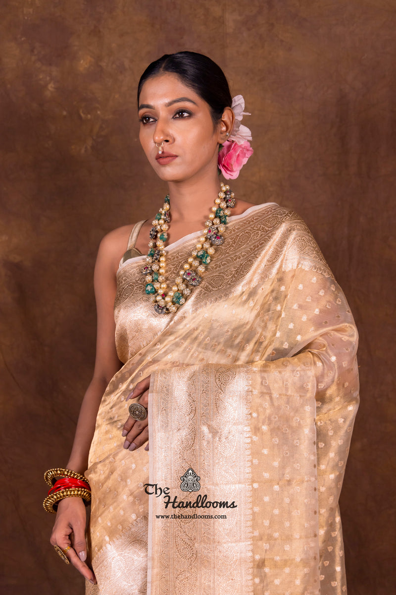 Pure Kora Tissue Handloom Banarasi Saree - The Handlooms