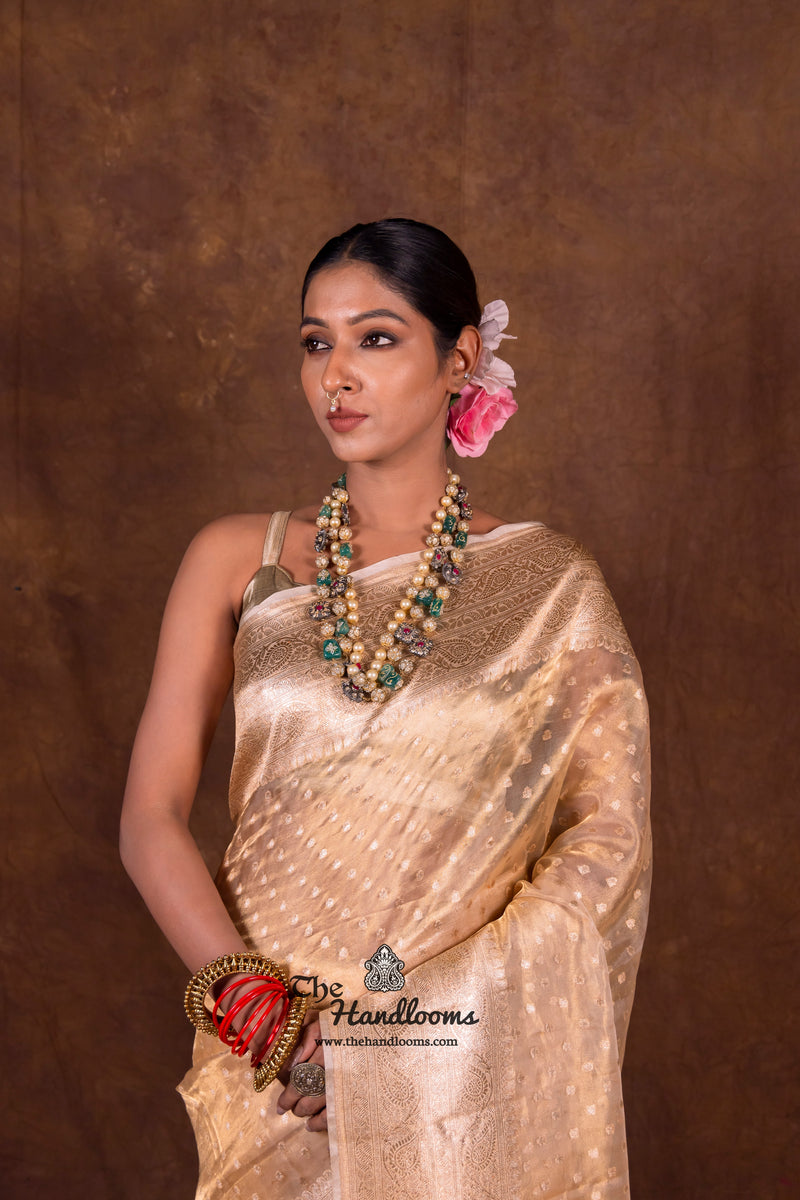 Pure Kora Tissue Handloom Banarasi Saree - The Handlooms