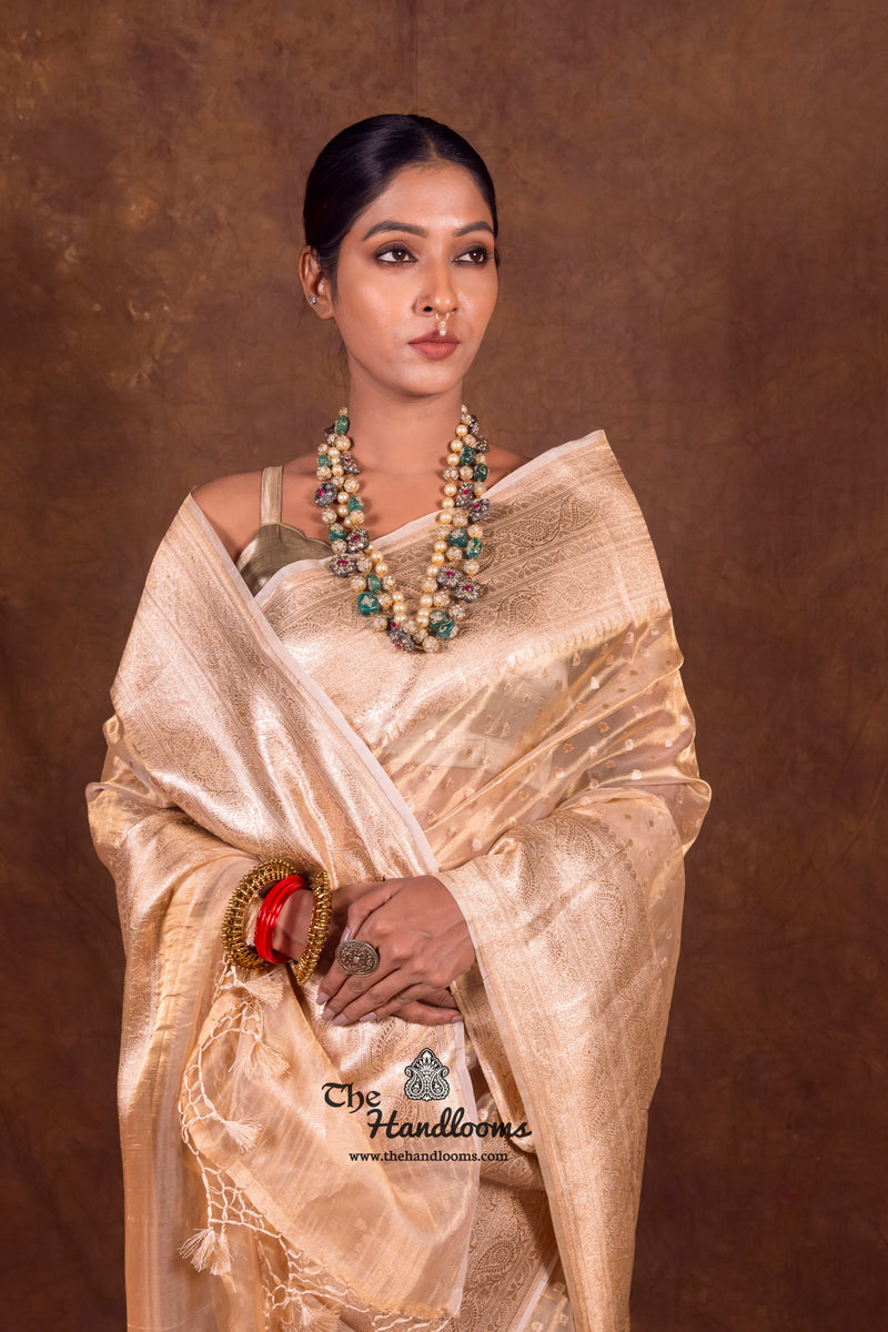 Pure Kora Tissue Handloom Banarasi Saree - The Handlooms