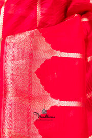 Red Pure Kora Handloom Banarasi Saree - The Handlooms