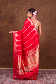 Red Pure Kora Handloom Banarasi Saree - The Handlooms