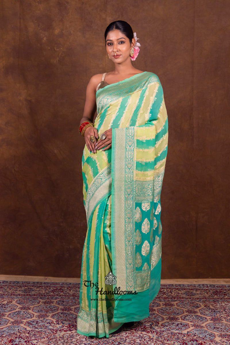 Rangkat Pure Khaddi Georgette Handloom Banarasi Saree - The Handlooms