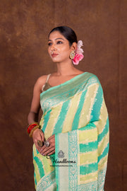 Rangkat Pure Khaddi Georgette Handloom Banarasi Saree - The Handlooms