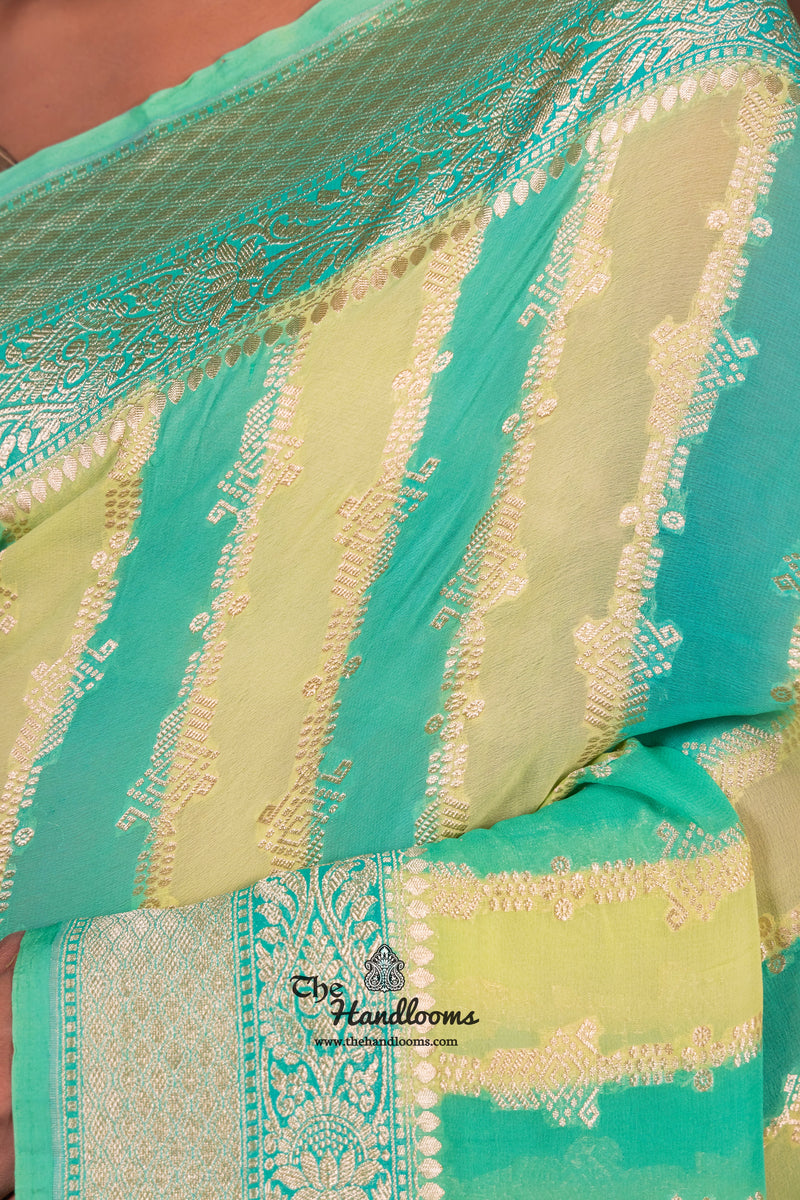 Rangkat Pure Khaddi Georgette Handloom Banarasi Saree - The Handlooms
