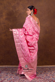Pink Pure Mango Silk Banarasi Handloom Saree - The Handlooms