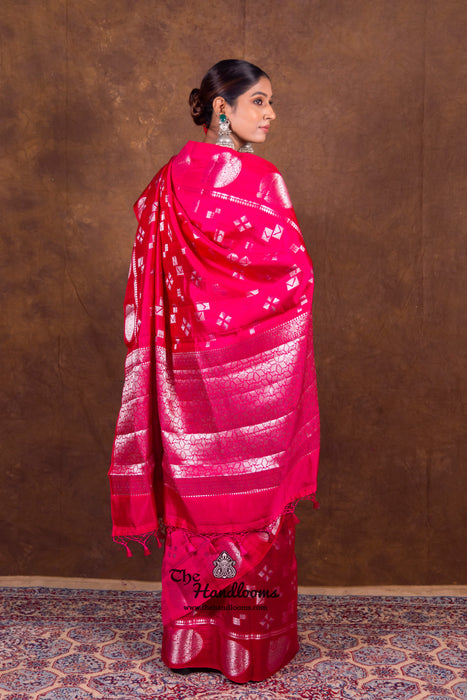 Hot Pink Pure Mango Silk Banarasi Handloom Saree