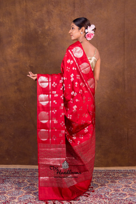 Red Pure Mango Silk Banarasi Handloom Saree