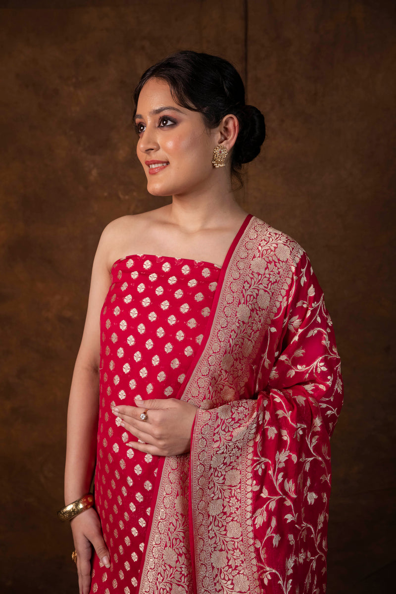 Khaddi Georgette Banarasi Dress Material Water Zari