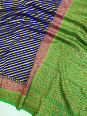 Khaddi Georgette Handloom Banarasi Saree -  Antique zari - The Handlooms