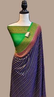 Khaddi Georgette Handloom Banarasi Saree -  Antique zari - The Handlooms