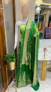 Pure Khaddi Georgette Handloom Banarasi Lehenga - Stitched - The Handlooms
