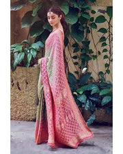 Alia Bhatt in Pure Khaddi Georgette Bandhej Banarasi Handloom Saree - The Handlooms