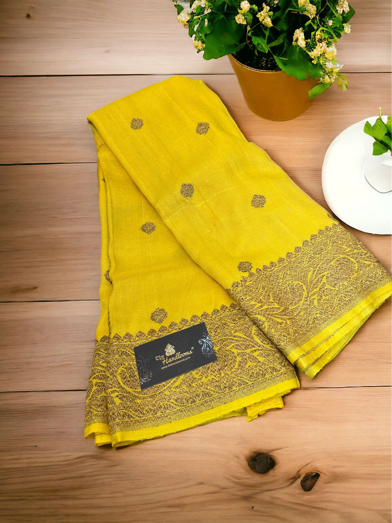 Tussar Georgette Handloom Banarasi Saree - All over kadua work - The Handlooms